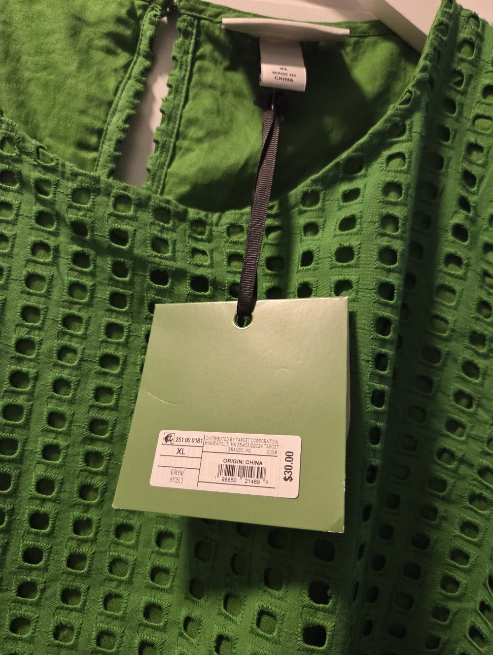 Kate Spade NY x Target Green Eyelet Sleeveless Crop Top NWT XL - Picture 5 of 5